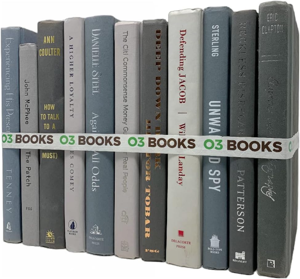 Curated Decorative Books Hardcover Décor Books for Home Décor, Choose Color, Interior Design, Office, Wedding Display, Instant Library, or Staging (One Foot, Gray)