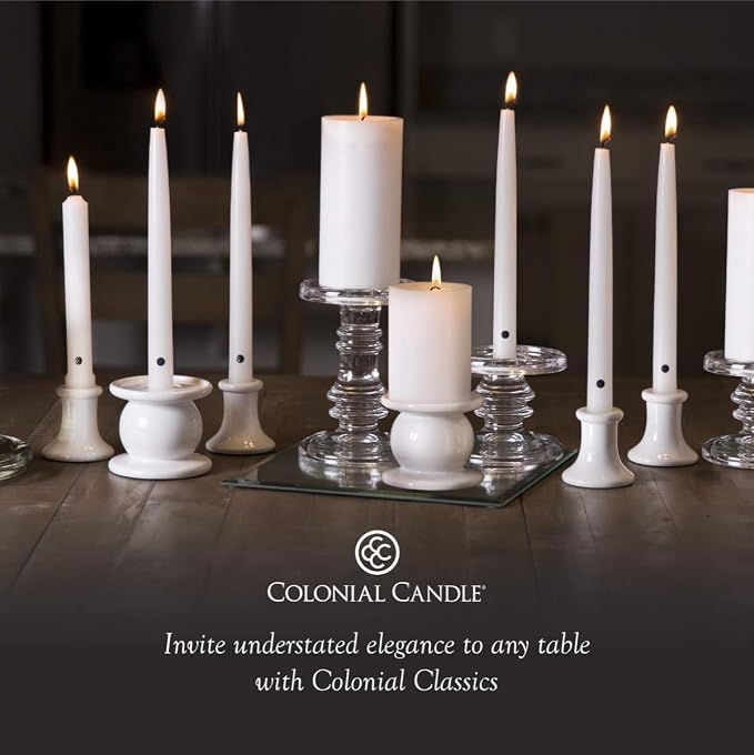 Colonial Candle Unscented Taper Candle, Handipt Collection, Red, 10 in, Pack of 12 - Up to 8 Hours Burn