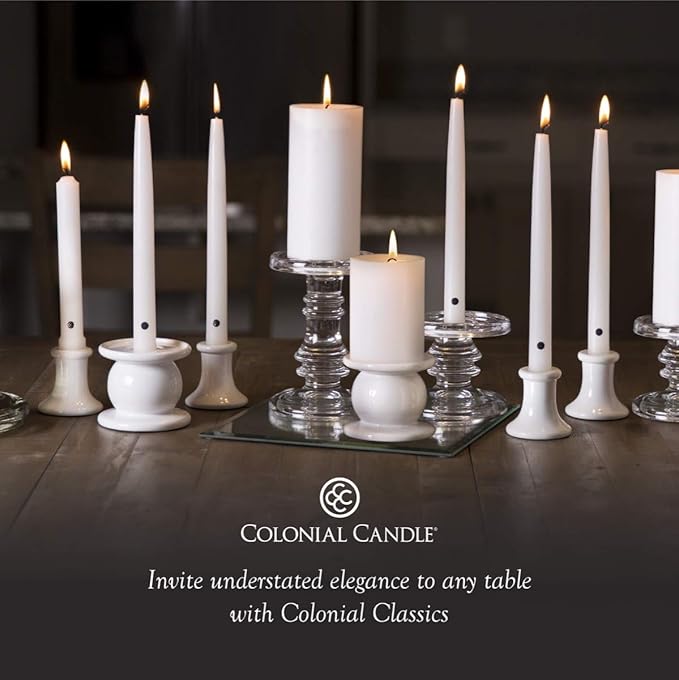 Colonial Candle Unscented Taper Candle, Handipt Collection, White, 6 in, Pack of 12 - Up to 4 Hours Burn