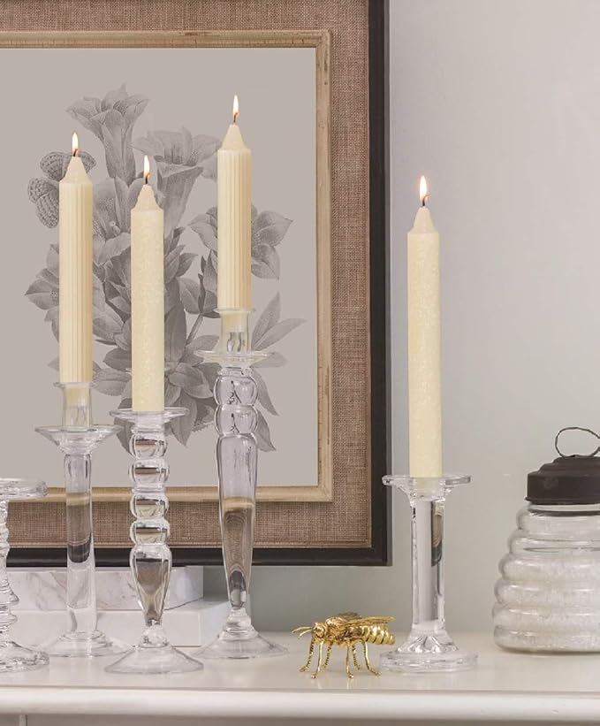 Root Candles 4-Count Unscented Dinner Candles Dripless Beeswax Enhanced Timberline™ Collenette Boxed Candle Set, 7-Inch, Ivory