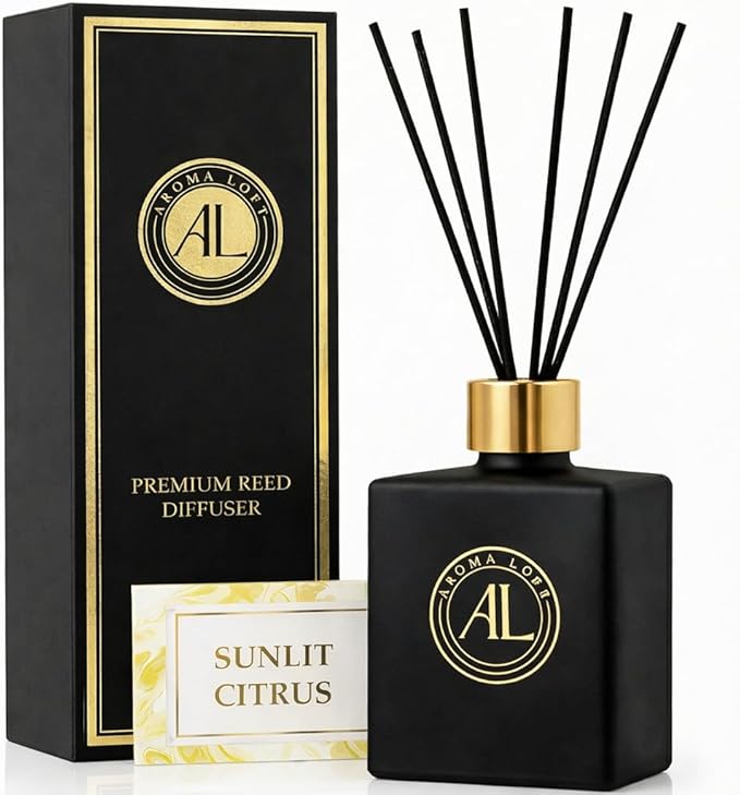 Black Reed Diffusers for Home | Premium Fragrance Diffuser | Reed Diffuser Sticks in Oil Set with Sunlit Citrus Scent | Smell Good Stuff | Long-Lasting Oil for Bathroom & Office (5 oz)