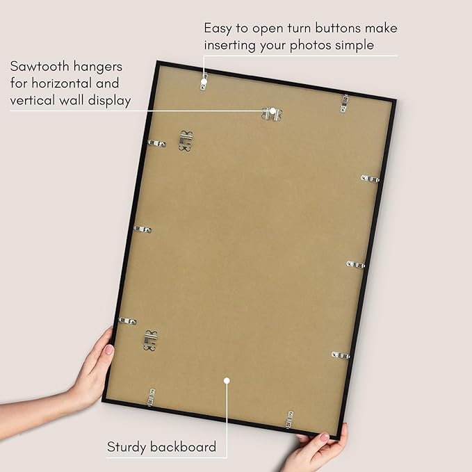Americanflat 19x27 Poster Frame with Polished Plexiglass - Streamline Collection - Thin Border Picture Frame for Wall Display - Hanging Hardware Included - Black