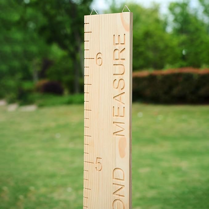 One-Piece Height Chart for Kids, Solid Wood Growth Chart for Wall Measurement Board for Nursery Wall Decor