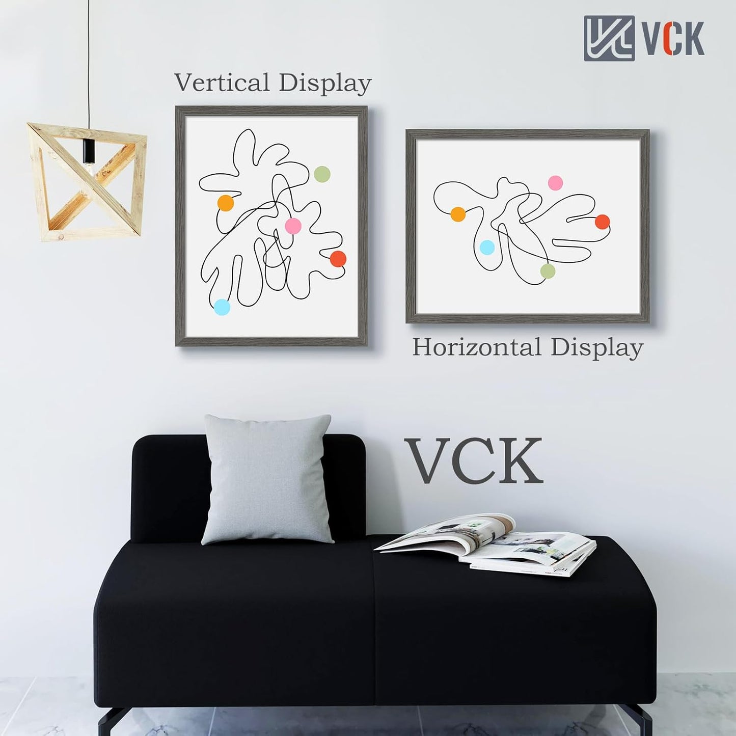 VCK 22x28 Frame Set of 3, Gray Solid Wood Poster Picture Frame, Exclusive Wood Grain, Wall Gallery Frame