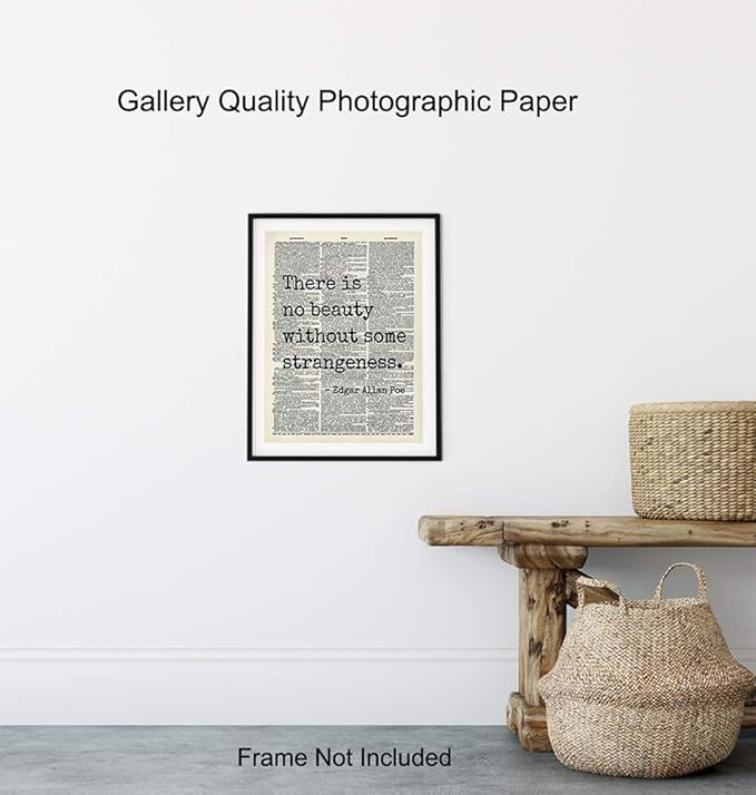 Edgar Allan Poe Quote 8x10 Dictionary Art Wall Decor Picture - Upcycled Vintage Retro Decoration for Home, Office, Apartment, Living Room, Bedroom, Bathroom - Gift for Poetry Fans