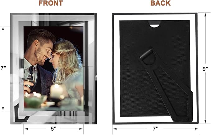 IZIDDO 5x7 Picture Frames Set of 2, Silver Glass Photo Frame for Tabletop Display, Gifts Picture Frame, Horizontally or Vertically