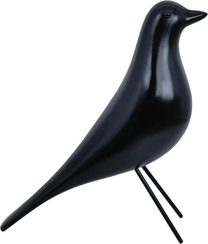 Modern Home Decor Birds Figurine - Mid Century Walnut Wood Home Office Decor Art Pigeon Gifts (Black Wood)…