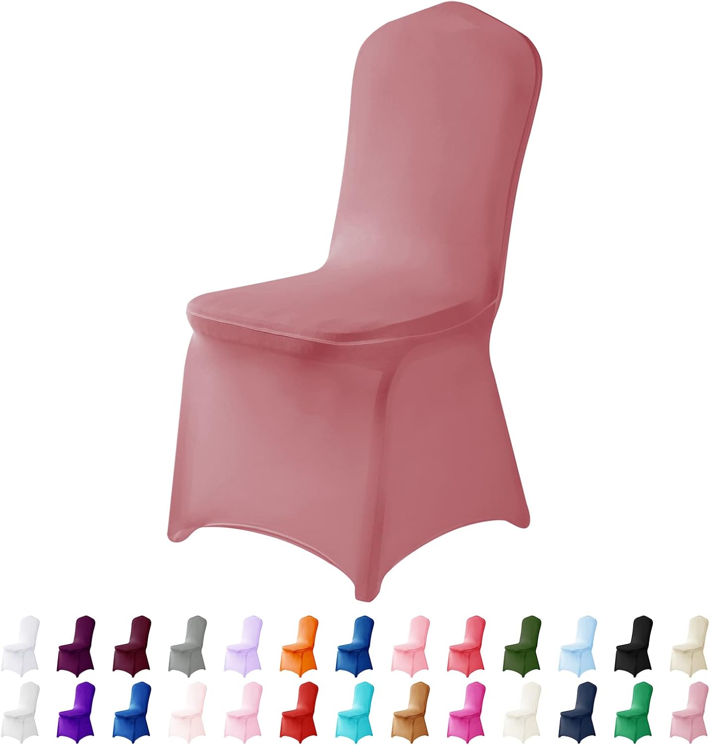 Spandex Chair Covers, 25PCS, Washable Protector for Living Room, Party, Banquet, Wedding, Hotel (Dusty Pink)