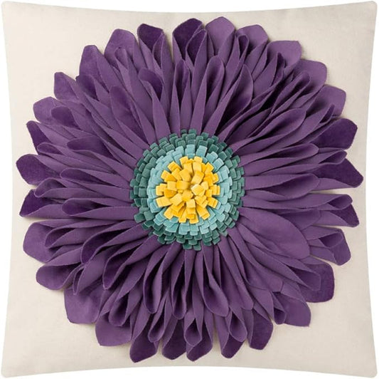 OiseauVoler 3D Sunflowers Throw Pillow Cases Decorative Handmade Cushion Covers for Home Sofa Car Bed Room Decor 18 x 18 Inch Purple