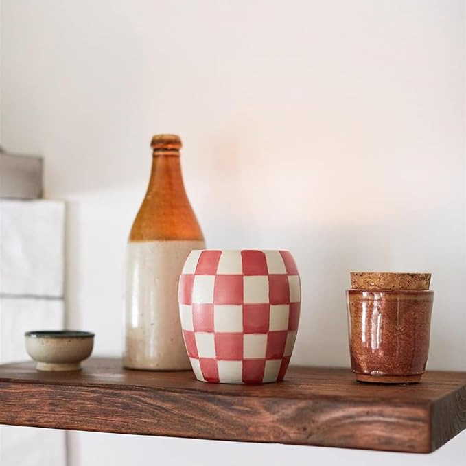 Paddywax Checkmate Hand Painted Scented Candle in Reusable Porcelain Jar, Clean-Burn Soy Candle with Approx. 55 Hour Burn Time, Decorative Gift Candles for Home, Rose + Santal, 11 oz