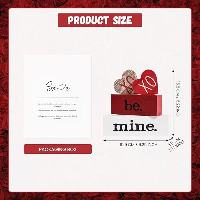 Smile Valentines Day Wooden Decoration, XOXO Be Mine Valentine's Day Tabletop Sign, Galentines Day Gift