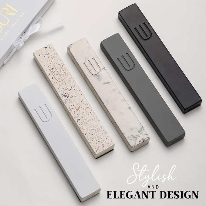 SURI Mezuzah for Door with Scroll – 9 Inch Modern Mezuzah Case with Non Kosher Scroll Included, Fits up to 8” Scroll, Easy Adhesive Installation, Gift Box Included