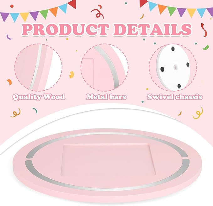 360° Round Turntable for Tonies Box 1/2 Organizer Storage Shelf, Magnetic Stand Holder for Toniebox Player Tonies Figures, Display Collection 10~15 Tonie Box Characters (Pink)