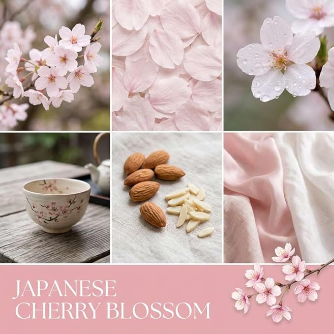Japanese Cherry Blossom Strongly Scented Hand Poured Vegan Wax Melts, 12 Scented Wax Cubes, 6.4 Ounces in 2 x 6-Packs