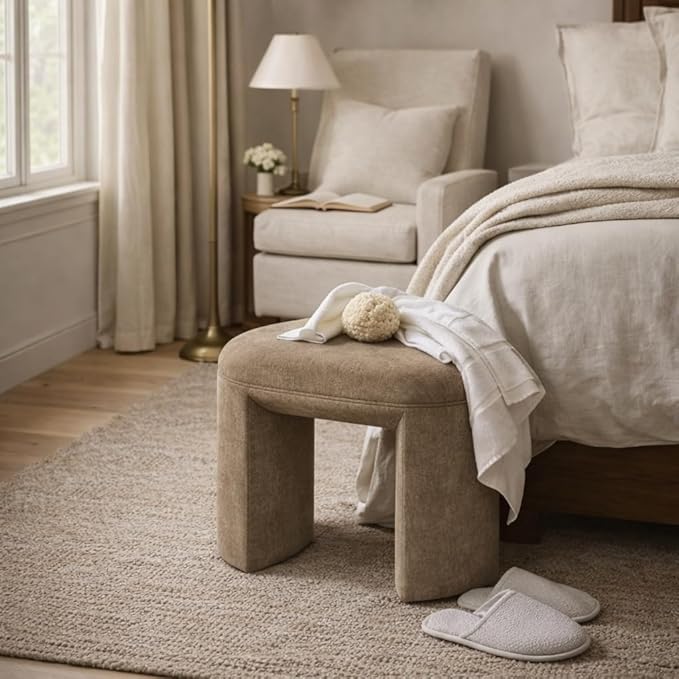 HomePop Quinn Modern Ottoman|Homepop Home Décor|Ottoman for Living Room & Bedroom - Mocha Velvet