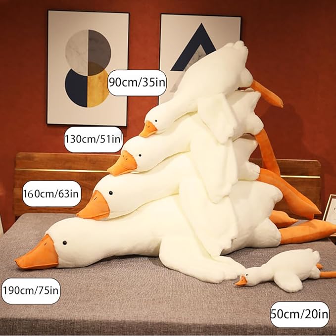 Srutirbo Giant White Goose Plush-35 in Soft Furry Swan Stuffed Animal Pillow,Huge Goose Plush Hugging Pillow Gifts for Every Age (35 in)