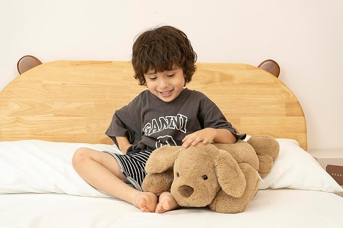 Niuniu Daddy Weighted Dog Stuffed Animals for Anxiety, 3.3lb Weighted Plush Dog Toy Pillowfort for Adults Kids Girls Boys, Large Stuffed Puppy Plush Pillow as Gift for Valentine Include Bag Sticker