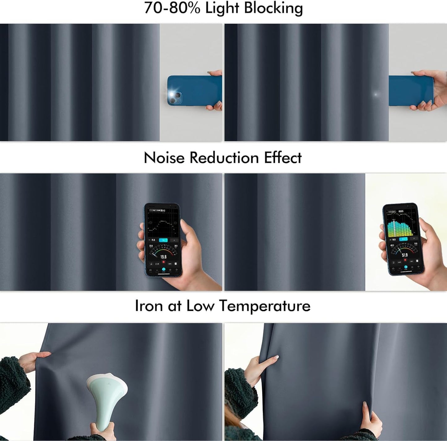 MIULEE Stone Blue Back Tab Blackout Curtains 84 Inch Length 2 Panels Set for Living Room Bedroom Privacy, Rod Pocket/Pinch Pleat Thermal Insulated Room Darkening Pleated Light Blocking Drapes