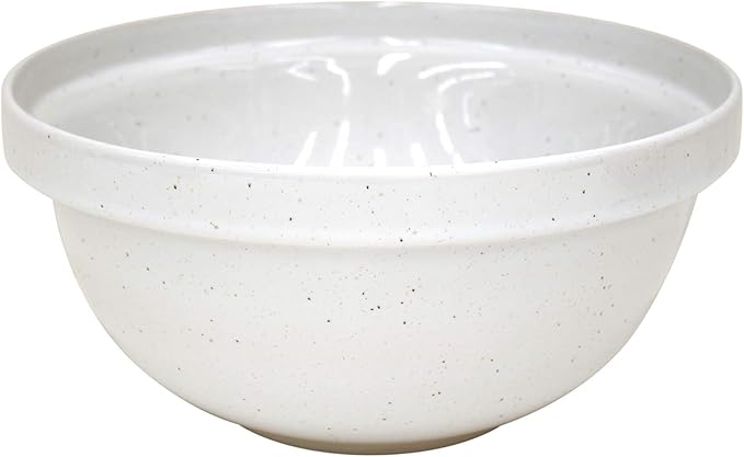 Casafina Large Ceramic Mixing Bowl - 6.6Qt | Fattoria Collection - White | Stoneware | Food Safe Glazing | Microwave & Dishwasher Safe | Restaurant Quality for Bread Making