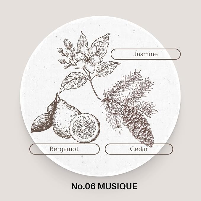 MODERATO Los Angeles No.06 Musique – Luxury Jasmine Gardenia Scented Coconut Wax Candle, Citrus & Wood, Bergamot, Sandalwood, Cedar, Crystal Clear Glass Vessel, 50 Hour Burn, Gift, Made in USA 8.5oz