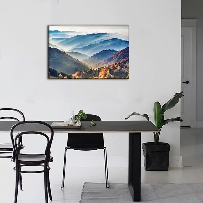 Misty Mountain Canvas Wall Art Nature Forest Landscape Wall Decor for Living Room American National Park Posters Bedroom Bathroom Artwork Scenery Pictures Painting Framed Prints Home Decoration 20x30