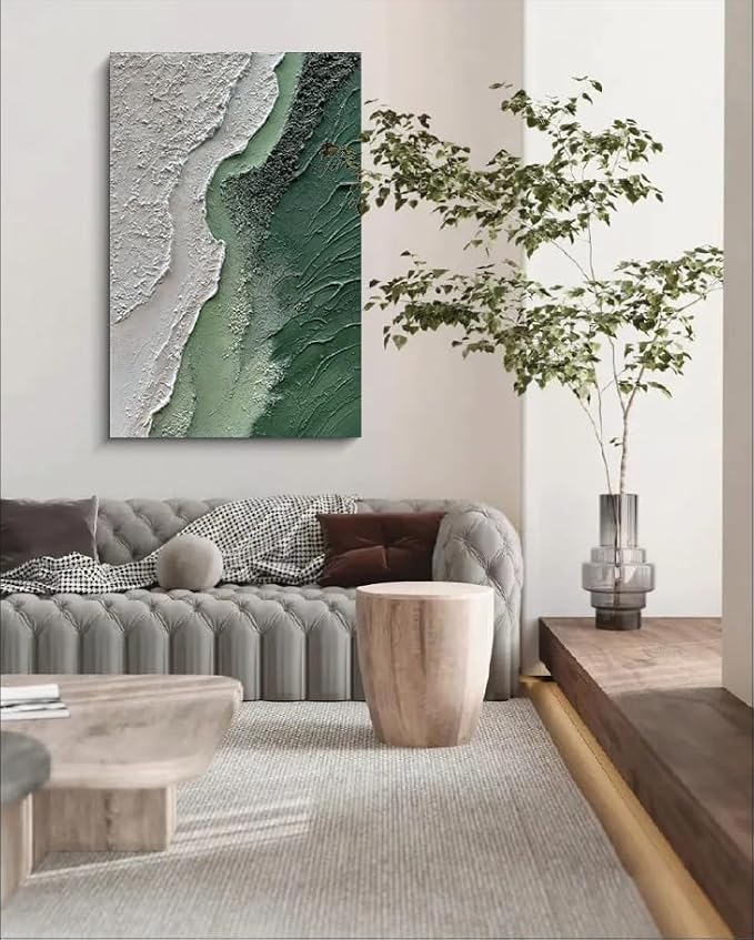Diathou Art Hand-painted texture decorative painting featuring abstract coastal landscape art oil painting, for home, office corridor wall decoration art 36x24 inches
