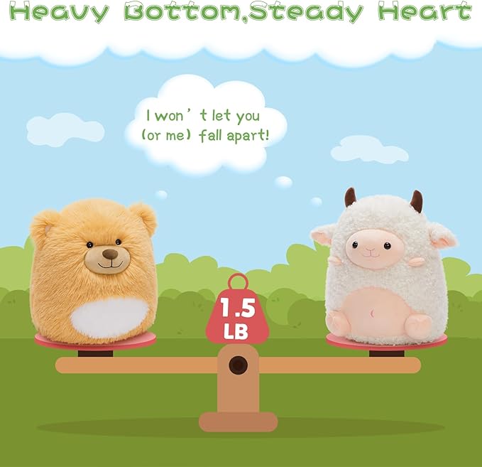 MaoGoLan 14'' Sheep Stuffed Animal Plush Lamb Squishable Throw Pillow for Kids Girls Cute Goat Body Pillow with Uncented Beads Inside - Christmas Valentine's Day Birthday Gifts