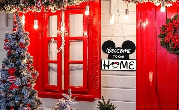 SUPYFD 19Pcs Cute Mouse Interchangeable Seasonal Welcome Door Sign for Front Door Decor, Welcome to Our Home Sign with Interchangeable Holiday Pieces for Farmhouse/Wall/Porch Decor and Housewarming