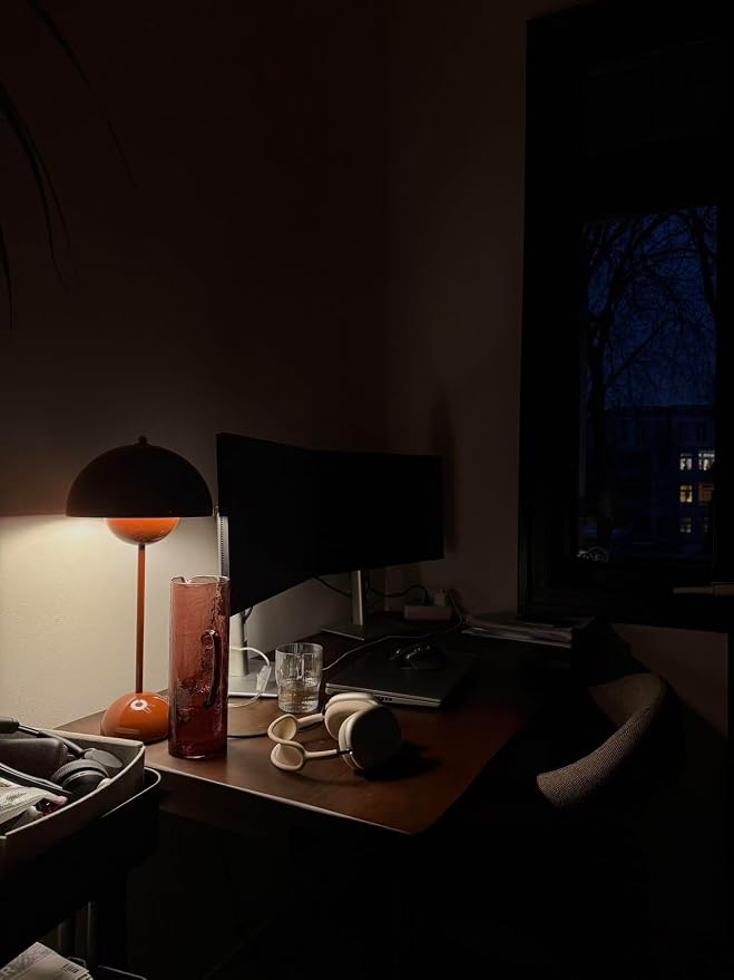19inch Modern Flower Bud Lamp Corded Touch Lamp Nordic Minimalist Mushroom Lamp Nightstand Bedside Lamp for Bedroom Living Room(Brown Red) Big