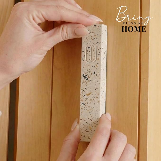 SURI Mezuzah for Door with Scroll – 6 Inch Modern Mezuzah Case with Non Kosher Scroll Included, Fits up to 5” Scroll, Easy Adhesive Installation, Gift Box Included