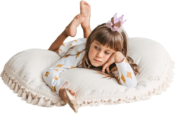 MINICAMP Large Kids Floor Cushion – Ultra Fluffy Washable Bean Bag Chair & Reading Pillow with Boucle Sherpa Cover – Soft Kids Lounger Floor Seat for Playroom, Bedroom or Nursery - Made in EU