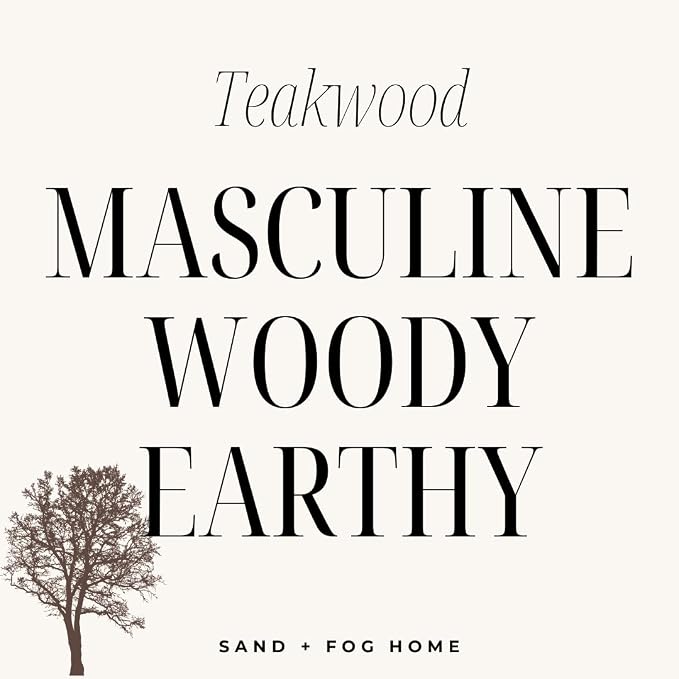 Sand + Fog Scented Candle - Teakwood – Additional Scents and Sizes – 100% Cotton Lead-Free Wick - Luxury Air Freshening Jar Candles - Perfect Home Decor – 12oz