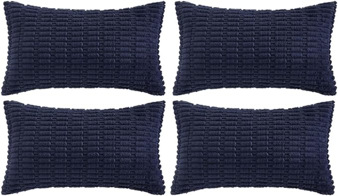 Fancy Homi 4 Packs Decorative Throw Pillow Covers for Living Room Couch Bed, Modern Farmhouse Boho Home Décor Accent Cushion Case, 24" x 16" (Pack of 4), Navy Blue