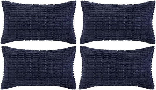 Fancy Homi 4 Packs Decorative Throw Pillow Covers for Living Room Couch Bed, Modern Farmhouse Boho Home Décor Accent Cushion Case, 24" x 16" (Pack of 4), Navy Blue