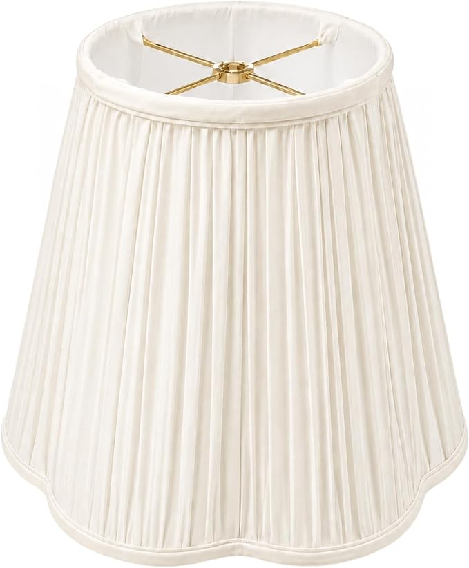 Royal Designs, Inc. BS-754-14WH Bottom Scallop Gather Pleat Basic Lamp Shade, 7 x 14 x 11.5, White