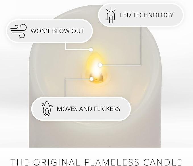 Luminara Flameless Color Changing LED Candle 3" x 4.5", Real Wax Moving Flame, Battery Operated with 18 Button Remote, Unscented Safe