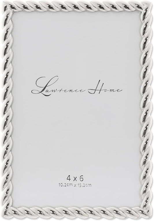Lawrence Frames Rope Design Metal Frame, 4x6, Silver