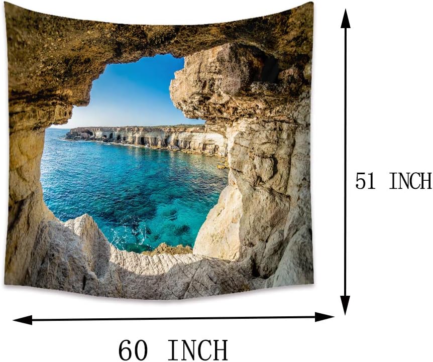 Llamazing Forest Tapestry - Magic Landscape for Living Room & Bedroom Decor (Sea, 60''L51''W)