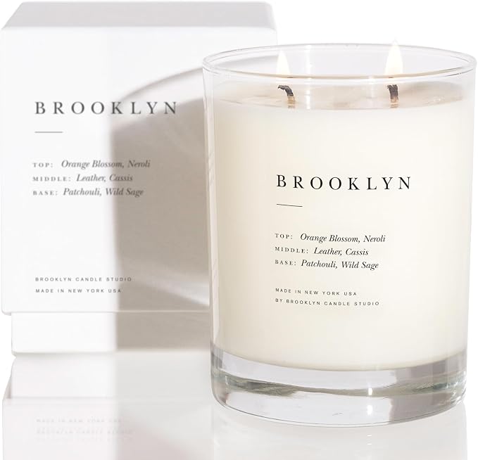 Brooklyn Candle Studio Brooklyn Classic 2 Wick Candle - Luxury Scented Candle, Vegan Soy Wax, Hand Poured in The USA, 70 Hour Slow Burn Time - 13oz