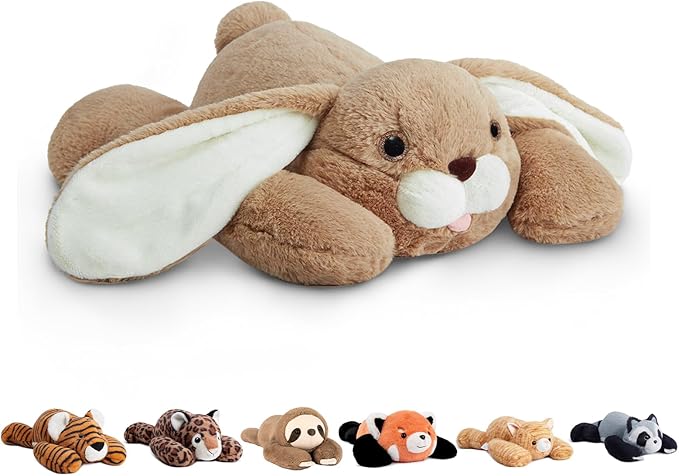Niuniu Daddy 24" | 5 Pound Rabbit Weighted Stuffed Animals for Kids Adults, Soft Bunny Sensory Plush Animal Toys Calming Buddy for Sleeping, Cute Body Pillow for Presents Birthday Christmas Easter