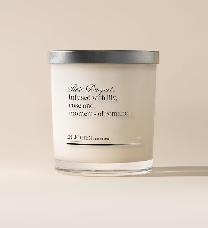 Enlighten Rose Bouquet Candle | Luxurious Rose, Lily & Marigold Scent | Double Scent Load for Enhanced Aroma | Eco-Friendly, Hand-Poured Soy Wax | 12oz Glass Tumbler | Made in USA