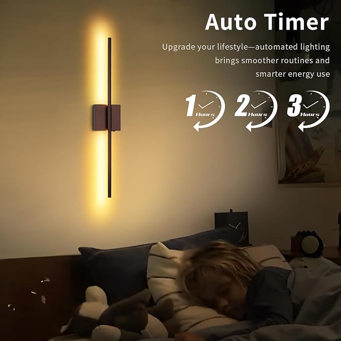 Battery Operated Wall Sconce with Remote Control, Rechargeable & Dimmable Wireless, Easy Install Peel and Stick, Timer Function, Linear Wall Lights for Living Room, Bedroom, Hallway 28.3 inch (Orb)