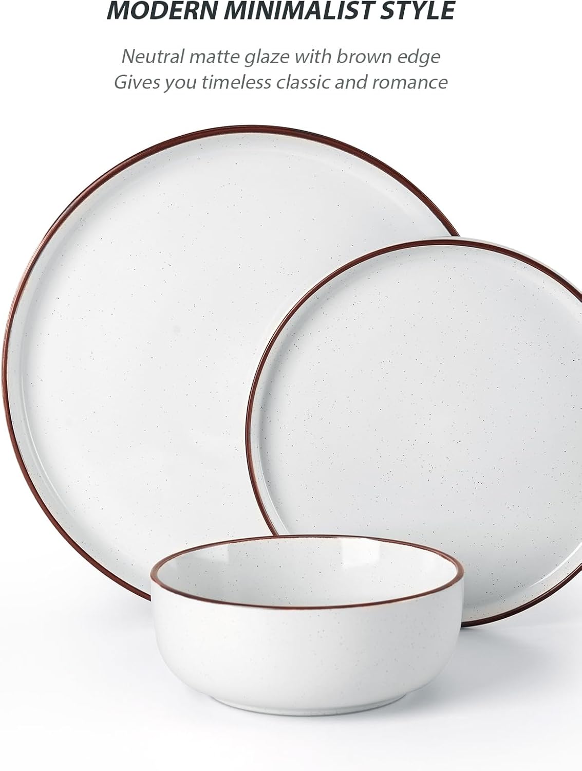 Famiware Mercury 24 Pieces Dinnerware Sets, Plates and Bowls Sets for 8, Microwave and Dishwasher Safe Dish Set, White