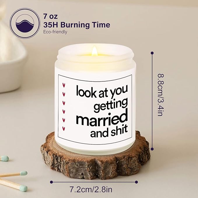 BaubleDazz Funny Wedding Gifts, Bachelorette & Bridal Shower Gift for Bride, 7oz Lavender Scented Soy Wax Candle, Bride to Be, Engagement Gifts for Couples