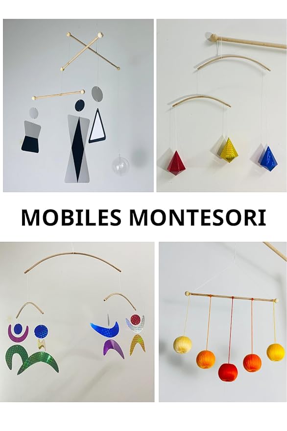 Set of 4 Portable Montessori - Munari, Gobbi, Octahedron, Dancers. Montessori Mobile, Baby Mobile, Hanging Mobile Baby boy and Girl