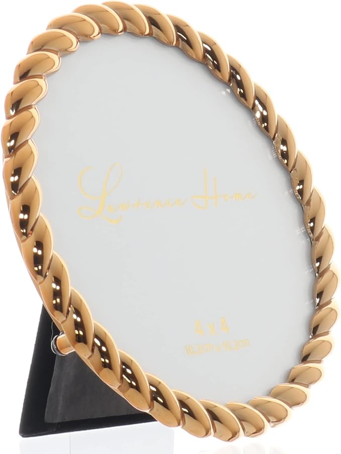 Lawrence Frames Rope Design Metal Frame, 4x4 Round, Gold