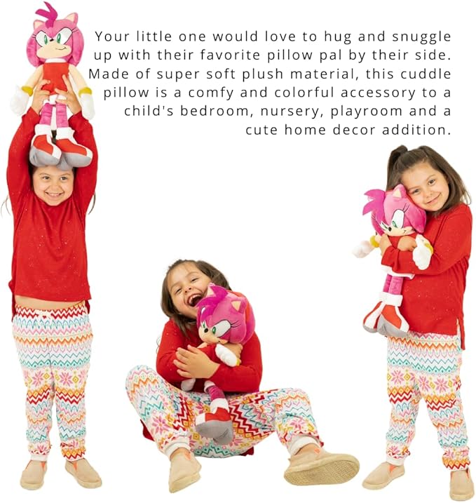 Sonic Amy Rose Girl Anime Kids Bedding Super Soft Plush Cuddle Pillow Buddy, One Size, (Officially Licensed Product) By Franco