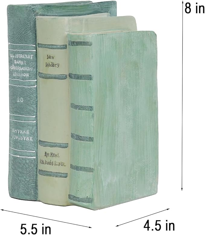 Guichifun Decorative Books Living Room Décor - Resin Sage Green Faux Books Fake Modern Home Decoration for Bookshelf Coffee Table Décor 5.5 x 4.5 x 7.5 Inch