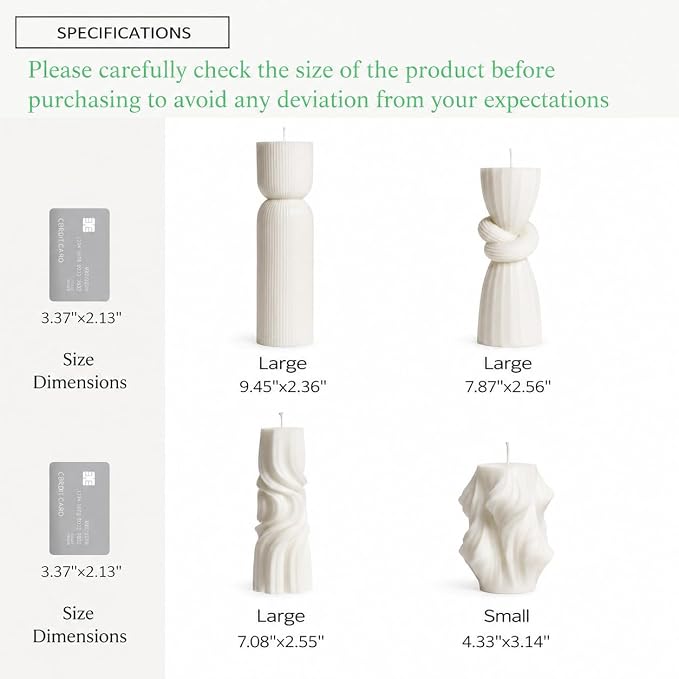 4-Pack Pillar Candles - Soy Wax Handmade Ribbed Candles for Home Decor, Housewarming Gift, Shelf & Table Decor - Aesthetic Modern Candles Set (Pearl White)
