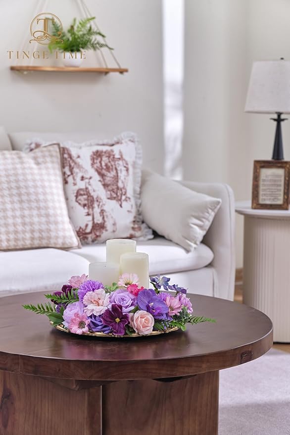 TINGE TIME Fake Flowers Artificial Flowers Peonies Bulbous Chrysanthemum Daisy Hydrangea Sunflower Violets Dahlia Daffodils Epiphyllum Orchid Cherry Blossom Camellia Leyaron (Purple)